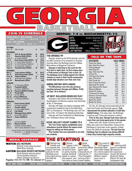 Basketball 2018-19 SCHEDULE GEORGIA: 7-4 VS