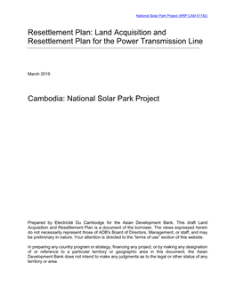 Land Acquisition and Resettlement Plan for the Power Transmission Line