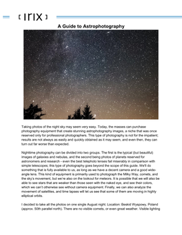 A Guide to Astrophotography –