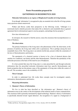 Poster Presentation Prepared for GATHERINGS in BIOSEMIOTICS