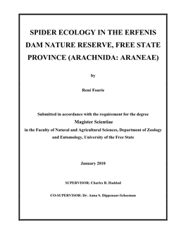 Spider Ecology in the Erfenis Dam Nature Reserve, Free State Province (Arachnida: Araneae)