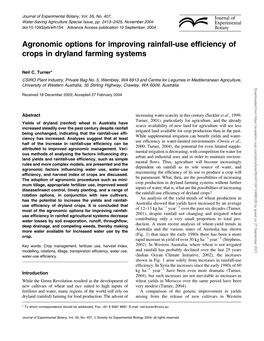 Agronomic Options for Improving Rainfall-Use Efficiency of Crops In