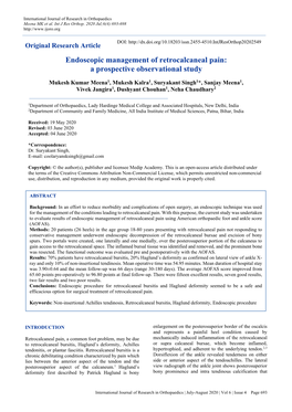 Endoscopic Management of Retrocalcaneal Pain: a Prospective Observational Study