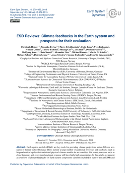 ESD Reviews: Climate Feedbacks in the Earth System and Prospects for Their Evaluation