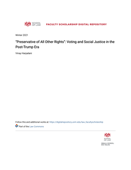 Preservative of All Other Rights”: Voting and Social Justice in the Post-Trump Era
