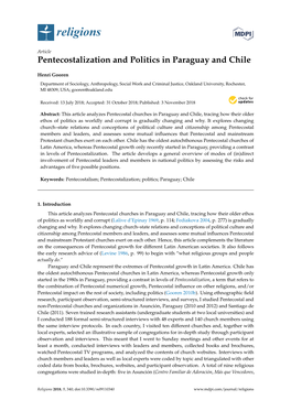 Pentecostalization and Politics in Paraguay and Chile