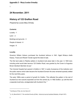 24 November. 2011 History of 123 Grafton Road
