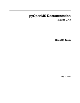 Pyopenms Documentation Release 2.7.0
