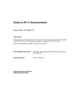 Guide to RT–11 Documentation