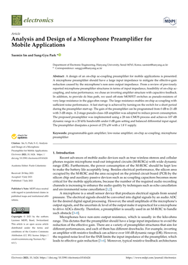 Analysis and Design of a Microphone Preamplifier for Mobile Applications