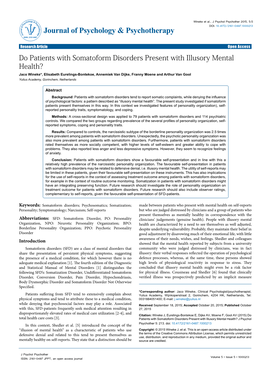 Do Patients with Somatoform Disorders Present with Illusory Mental Health?