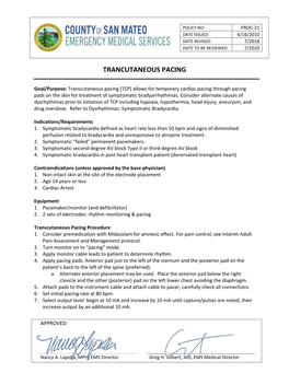 Trancutaneous Pacing