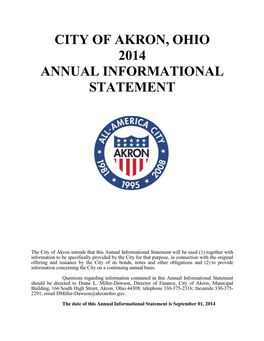 City of Akron, Ohio 2014 Annual Informational Statement