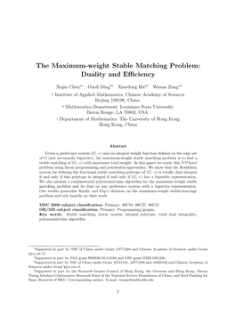 The Maximum-Weight Stable Matching Problem: Duality and Eﬃciency