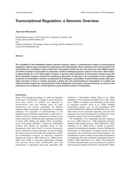 Transcriptional Regulation: a Genomic Overview
