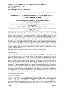 The Study of Leaves in Plantations of Poplar and Alder in Fouman Region of Iran