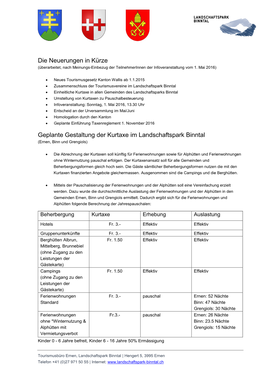 Die Neuerungen in Kürze Geplante Gestaltung Der Kurtaxe Im Landschaftspark Binntal