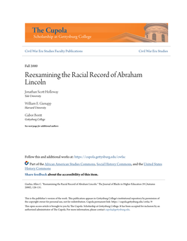 Reexamining the Racial Record of Abraham Lincoln Jonathan Scott Olh Loway Yale University