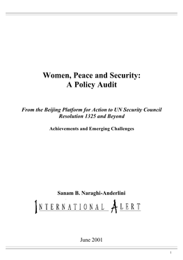 Women, Peace and Security: a Policy Audit