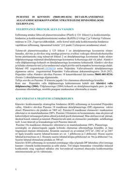 Puiestee 18 Kinnistu (58601:001:0234) Detailplaneeringu Algatamise Keskkonnamõju Strateegilise Hindamise (Ksh) Eelhinnang