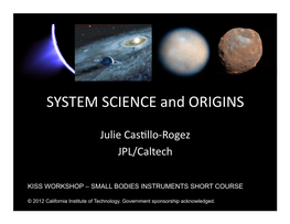 SYSTEM SCIENCE and ORIGINS