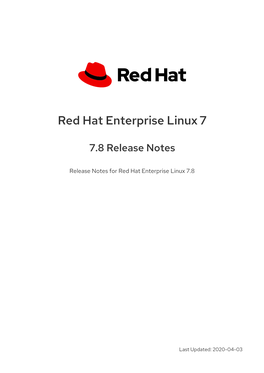 Red Hat Enterprise Linux 7 7.8 Release Notes
