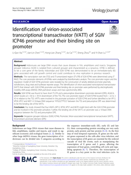 (VATT) of SGIV ICP46 Promoter and Their Binding Site on Promo