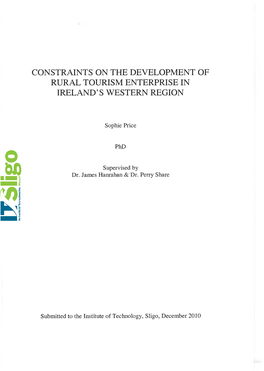 Constraints on the Development of Rural Tourism Enterprise in Ireland's