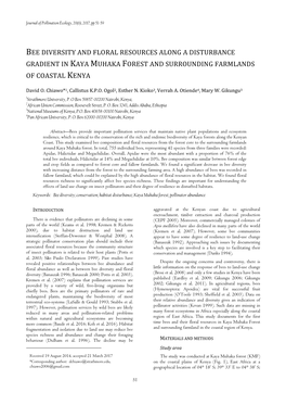 Bee Diversity and Floral Resources Along a Disturbance Gradient in Kaya Muhaka Forest and Surrounding Farmlands of Coastal Kenya