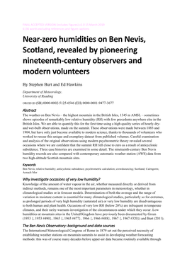 Near-Zero Humidities on Ben Nevis, Scotland, Revealed by Pioneering Nineteenth-Century Observers and Modern Volunteers