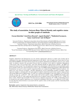 The Study of Association Between Bone Mineral Density and Cognitive Status in Older People of Amirkola