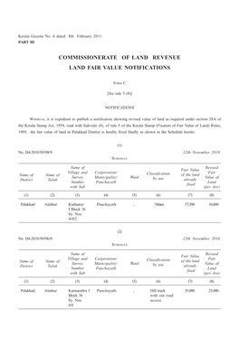 Commissionerate of Land Revenue Land Fair Value Notifications