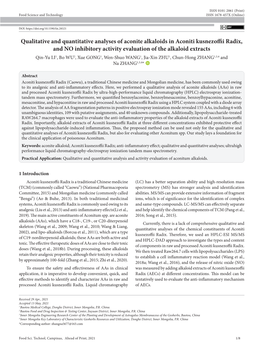 Qualitative and Quantitative Analyses of Aconite Alkaloids in Aconiti