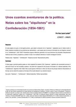 “Alquilones” En La Confederación (1854-1861)