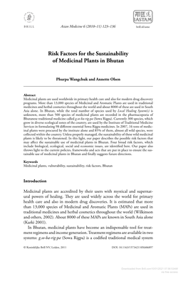 Risk Factors for the Sustainability of Medicinal Plants in Bhutan