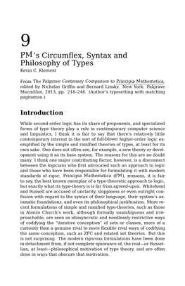 PM's Circumflex, Syntax and Philosophy of Types