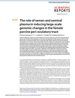 The Role of Semen and Seminal Plasma in Inducing Large-Scale Genomic Changes in the Female Porcine Peri-Ovulatory Tract M