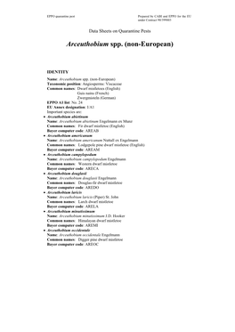 Data Sheet on Arceuthobium Spp. (Non-European)