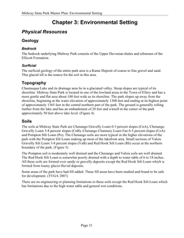 Midway State Park Master Plan: Environmental Setting Chapter 3: Environmental Setting Physical Resources