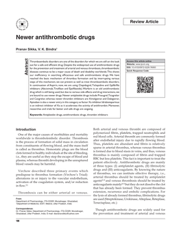 Newer Antithrombotic Drugs