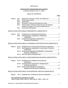 Article 65 Dorchester Neighborhood District