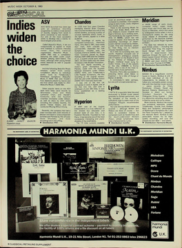 MUSIC WEEK OCTOBER 8, 1983 Indies Widen