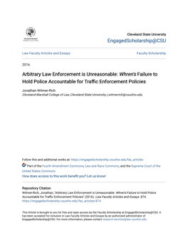 <I>Whren's</I> Failure to Hold Police Accountable for Traffic Enforce