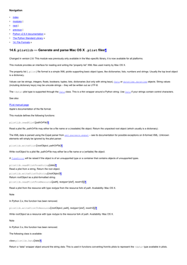 Generate and Parse Mac OS X .Plist Files — Python V2.6.4 Documentation