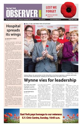 Wynne Vies for Leadership