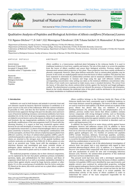 Qualitative Analysis of Peptides and Biological Activities of Allexis Cauliflora (Violaceae) Leaves