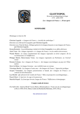 GLOTTOPOL Revue De Sociolinguistique En Ligne N°34 – Juillet 2020