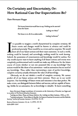 On Certainty and Uncertainty, Or: How Rational Can Our Expectations Be?