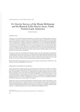 24. Gravity Surveys of the Mount Melbourne and the Rennick-Lillie Glacier Areas, North Victoria Land, Antarctica