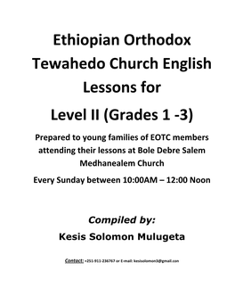 Ethiopian Orthodox Tewahedo Church English Lessons for Level II